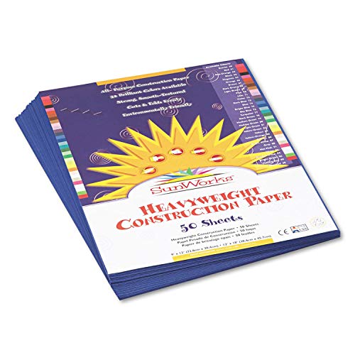 Image of Prang sunworks construction paper, 50 lb text weight, 9 x 12, dark blue, 50 /pack