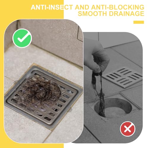 EFUTURETIME 40 STK. Einweg Selbstklebend Duschabfluss Haarfänger, 15 cm x 15cm, Flexible Duschabfluss Mesh Aufkleber aus Fiberglas für Duschrinne Küche Bad, gegen Abflussverstopfung