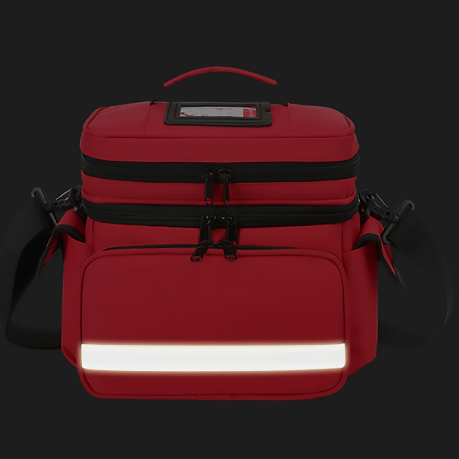 Borsa medica di famiglia vuota, a doppio strato, per forniture mediche di emergenza, borsa di pronto soccorso, adatta per uso domestico o in viaggio, Rosso, L