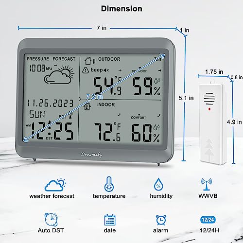 Dreamsky DS23W1 Weather Station Indoor Outdoor Thermometer Wireless thumb #6