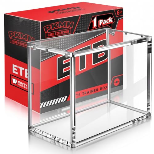 Minty Collectibles PKMN Elite Trainer Box Acrylic Display Case Stackable - 8mm + 5mm Ultra Thick Premium Acrylic with Strong Magnets - ETB Case Protector - Compatible with Elite Trainer Boxes