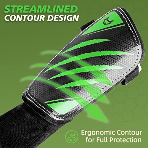 WVVOU Shin Pads Kids, Football Shin Guards for Boys and Girls, Shin Guards Football Men with Double Adjustable Straps, Super Impact Resistance, Lightweight, CE Certified - Image 2