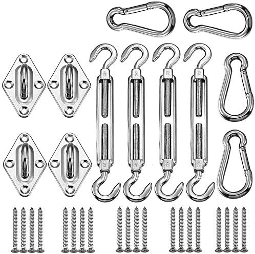 Shade&Beyond Shade Sail Hardware Kit,IETFULL Rectangle and Square Heavy Duty Sun Shade Sails Installation for Patio Lawn and Garden