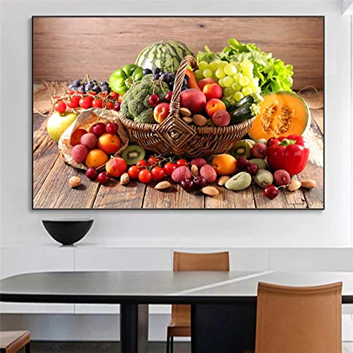 Tableau légumes et fruits panier toile xxl pour habiller facilement un grand mur vide