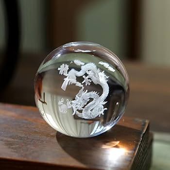 Amazon.co.jp: 水晶玉 龍の置物 天然水晶製 玄関インテリア 風水