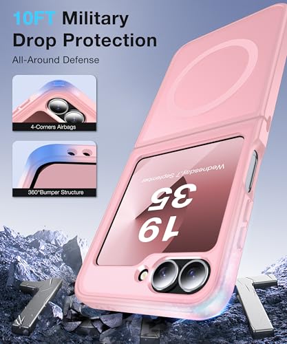 Image of NO.1 Magnetic for Samsung Galaxy Z Flip 6 Case Compatible with MagSafe [Military Grade Drop Tested][Translucent Matte][Anti-Fingerprint] Soft Silicone Bumper for Samsung Flip 6 Case Slim,Pink