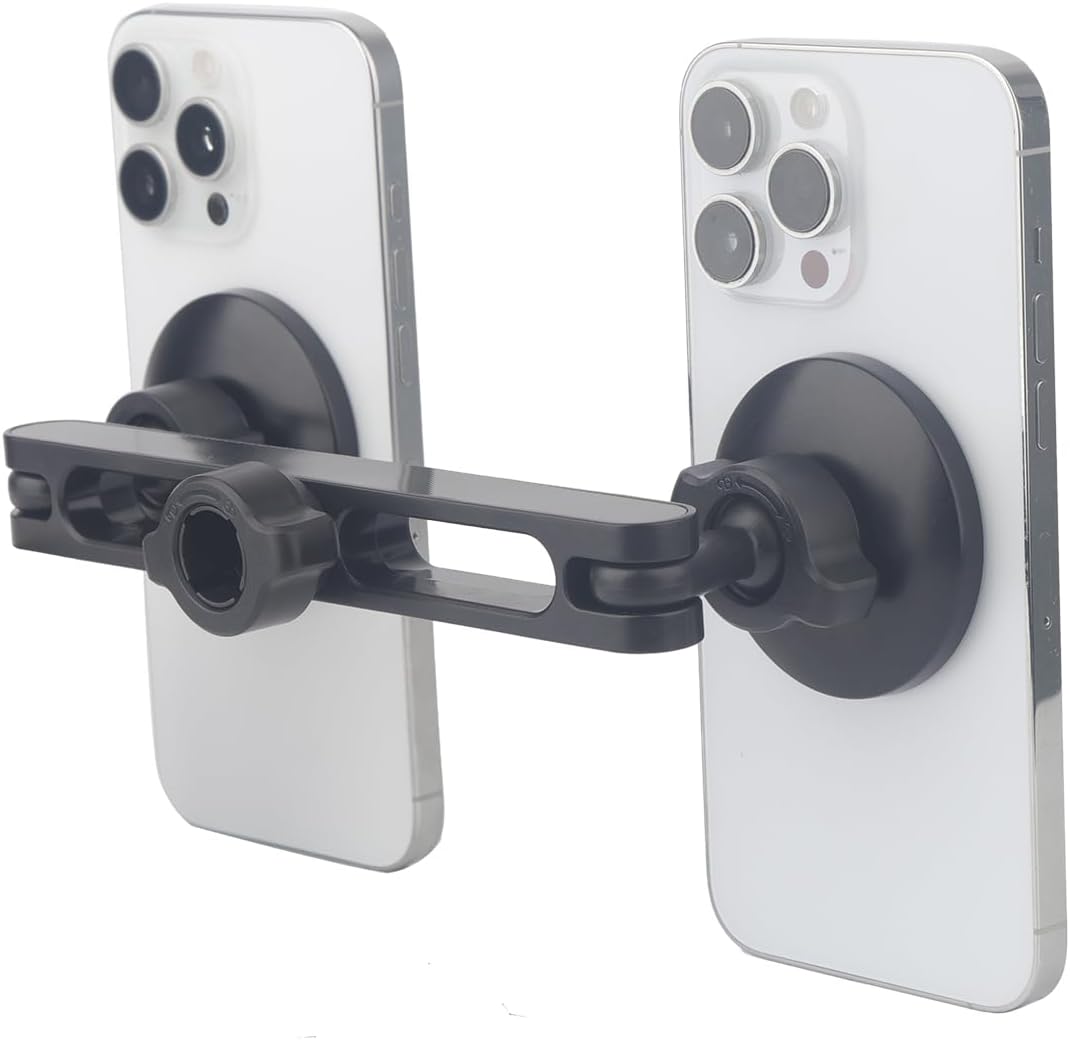 Dual Magnetic Phone Holder for Car & Tripod – 1/4"-20 Screw & 17mm Ball Socket Compatible | 2-in-1 Adjustable Mount for MagSafe & All Phones (Includes 2 Metal Rings) image 2