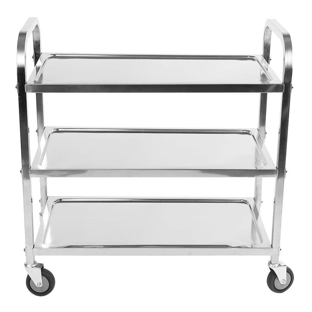 3 couches, Carrello di Servizio, Carrello in Acciaio Inossidabile, Ideale per alberghi, ristoranti e Case di Cura, 95 * 50 * 95cm