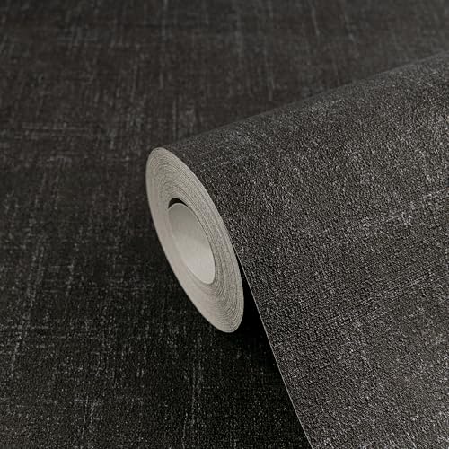 Papier peint intissé de qualité supérieure COSMOPOLITAN texture textile noire et grise 791105 - 3