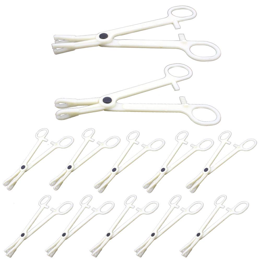 12 PCS Body Piercing Clamps Disposable Ear Puncture Tool Plastic Navel Open Pliers Piercing Tools for Ear Nose (6 Round and 6 Triangle Individually Packaged)
