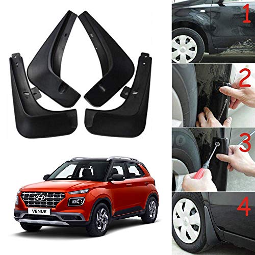 Image of Oshotto (O.E.M Fitting Cup Type) Mud Flap /Splash Guard Compatible with Hyundai Venue 2019-2022 (T-I) (Set of 4)