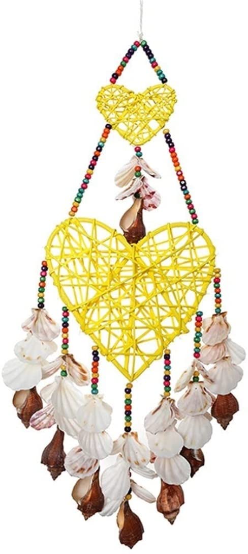 Campanelli A Vento All'Aperto Carillon di Vento A Forma Conchiglia A Cuore Decorazione per Porta della Camera da Letto Sospesa Creativa del Giardino Casa Regalo Decorazione Interna(Yellow)