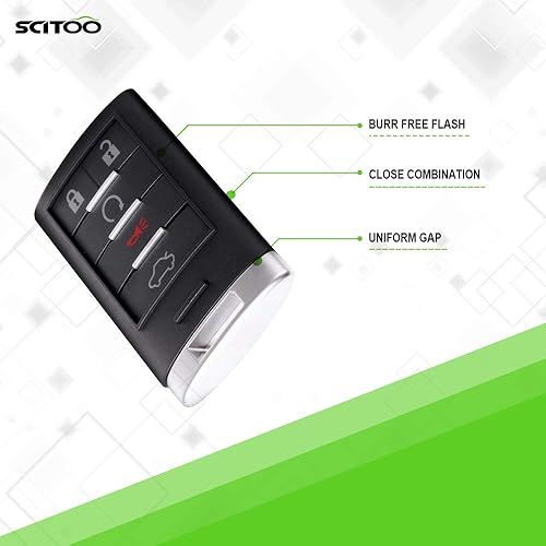 Miniatura 5 de SCITOO Reemplazo para Shell 5 botones pad exterior sin llave entrada remota llavero caso 2005-2014 Cadillac CTS STS 1PC FCC ADP05724518S