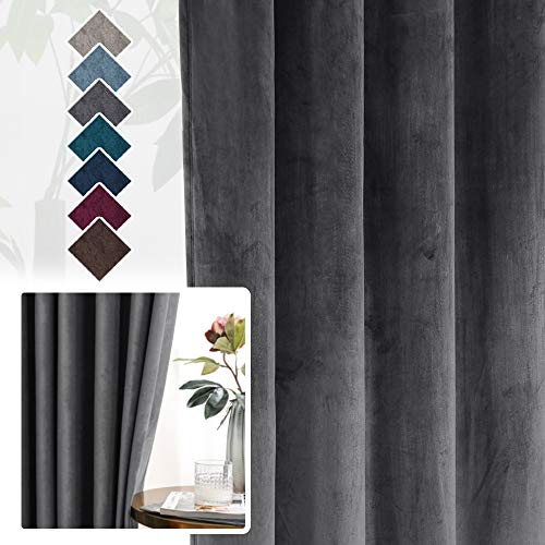 H.VERSAILTEX Room Darkening Velvet Curtains for Living Room, 72" L, Grey - image 7
