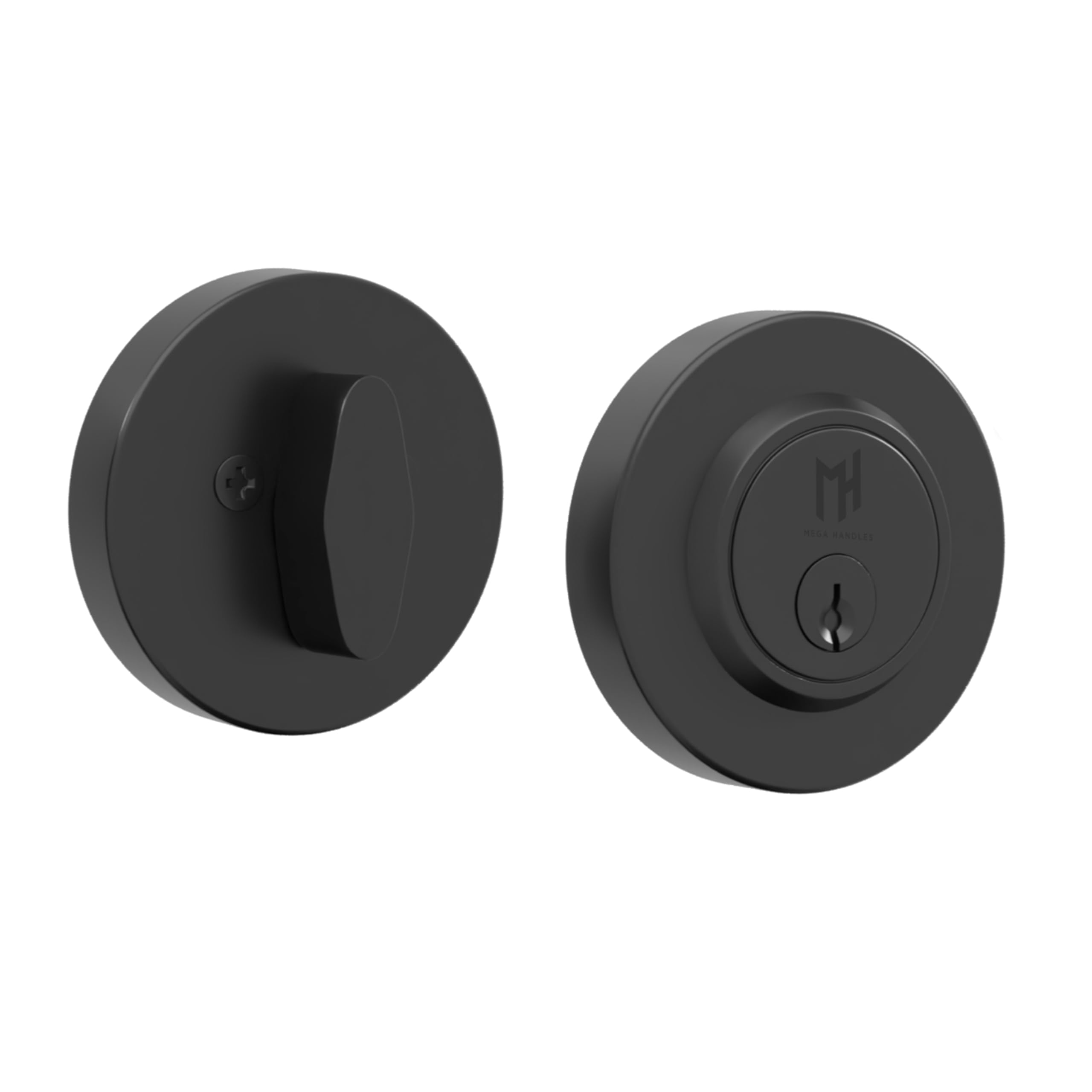 Mega Handles Buena Deadbolt Lock - Heavy Duty Square Black Deadbolt Lock for Left Or Right-Handed Doors, Locking Deadbolt for Interior/Exterior,