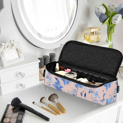 Bolsa de Viaje Blue Flowers Peach para Herramientas de Pelo con Base Resistente al Calor Impermeable Organizador para Plancha y Accesorios miniatura 6