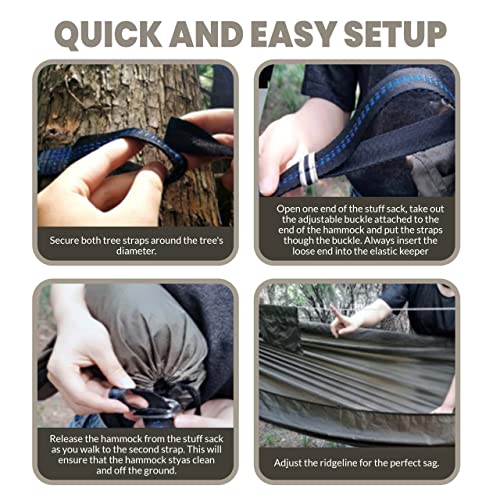 Onewind Camping Hammock, Portable Hammock With 1500Lbs Ridgeline, 10.5'*5.6' Hammock With Mosquito Net, 2.1 Oz Nylon Ripstop, With 2 10' Tree Straps And 2 Cinch Buckles #TOP5