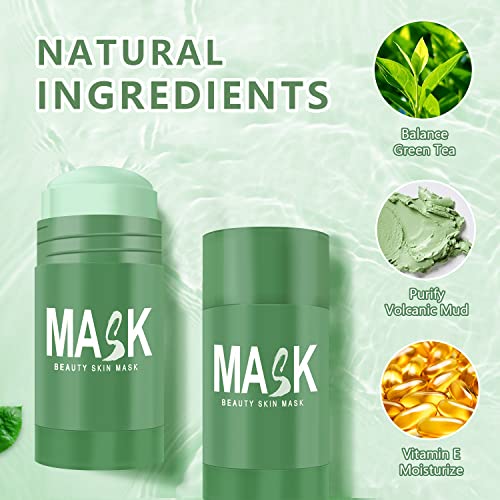 Rednow Green Tea Mask Face Skin Care,Poreless Deep Cleanse Green Tea Mask Stick,Blackhead Remover With Extract Green Tea,Purifying Clay Mask Facial Skincare,Deep Pore Cleansing For All Skin Types Men & Women (3Pcs) (A) #TOP2