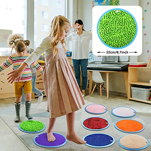 Image of Boao 8 Set Mini Sensory Mats Assorted Textured Play Mats Sensory Floor Tiles Educational Tactile Toys for Activity (8.7 Inch,Round)