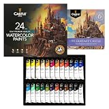 Castle Art Supplies 24 X 12ML Watercolor Paint Set | New Improved Formula | Value for Adult Artists | Quality, Intense Colors | Just Squeeze the Tube, Mix with Water and Get Creative (New Improved Formula)