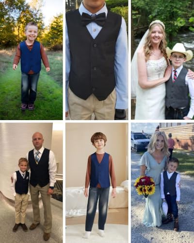 Boys Formal Suit Vest Kids 3 Button Adjustable Back Strap Toddler Vests4