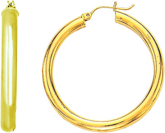 Ritastephens 10k Yellow Gold Hoops Tubular Hoop Earrings 3mm