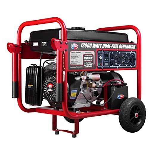 All Power America APGG12000GL 12000 Watt Dual Fuel Portable Generator with Electric Start 12000W Gas/Propane, 50A 120/240V AC Outlet, Black/Red