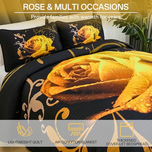 Save on Xruibed King Size Rose Floral Quilt Set - Lightweight & All Season - Image 3