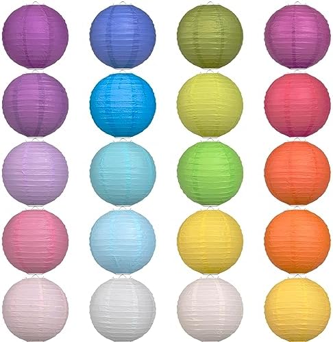LIHAO 20PCS Colorful Paper Lanterns Party Decorations, 8 inch