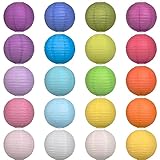 LIHAO 20PCS Decorative Paper Lanterns, 8' Chinese Hanging Paper Lanterns Ball Lanterns Lamps for Home Decor, Parties and Weddings