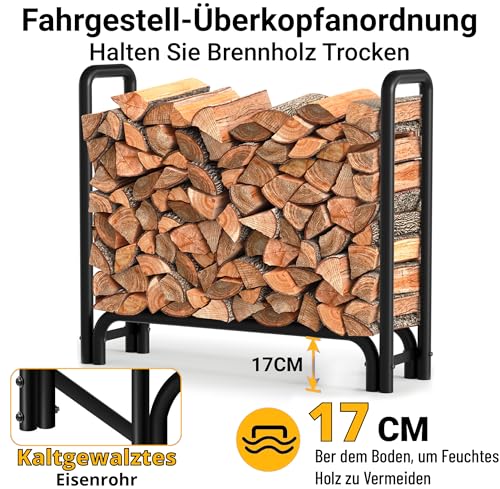Amagabeli Kaminholzregal Aussen Lange 122cm x 107cm x 61cm Kaminholzständer Brennholzständer Holzhalter Brennholz Schwerlast Lagerregal Brennholzhalter Metall Holzaufbewahrung Holzlege-3