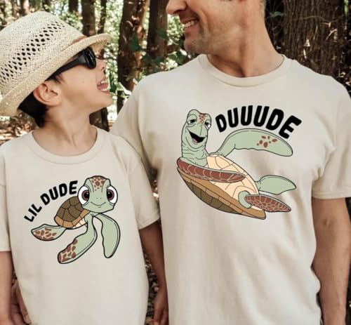 Father and Son Matching Shirts, Matching Turtles Father Son T-Shirts, Duuude Lil Dude Shirt, Daddy and Me Tee, Dad and Son Tee T-Shirt2