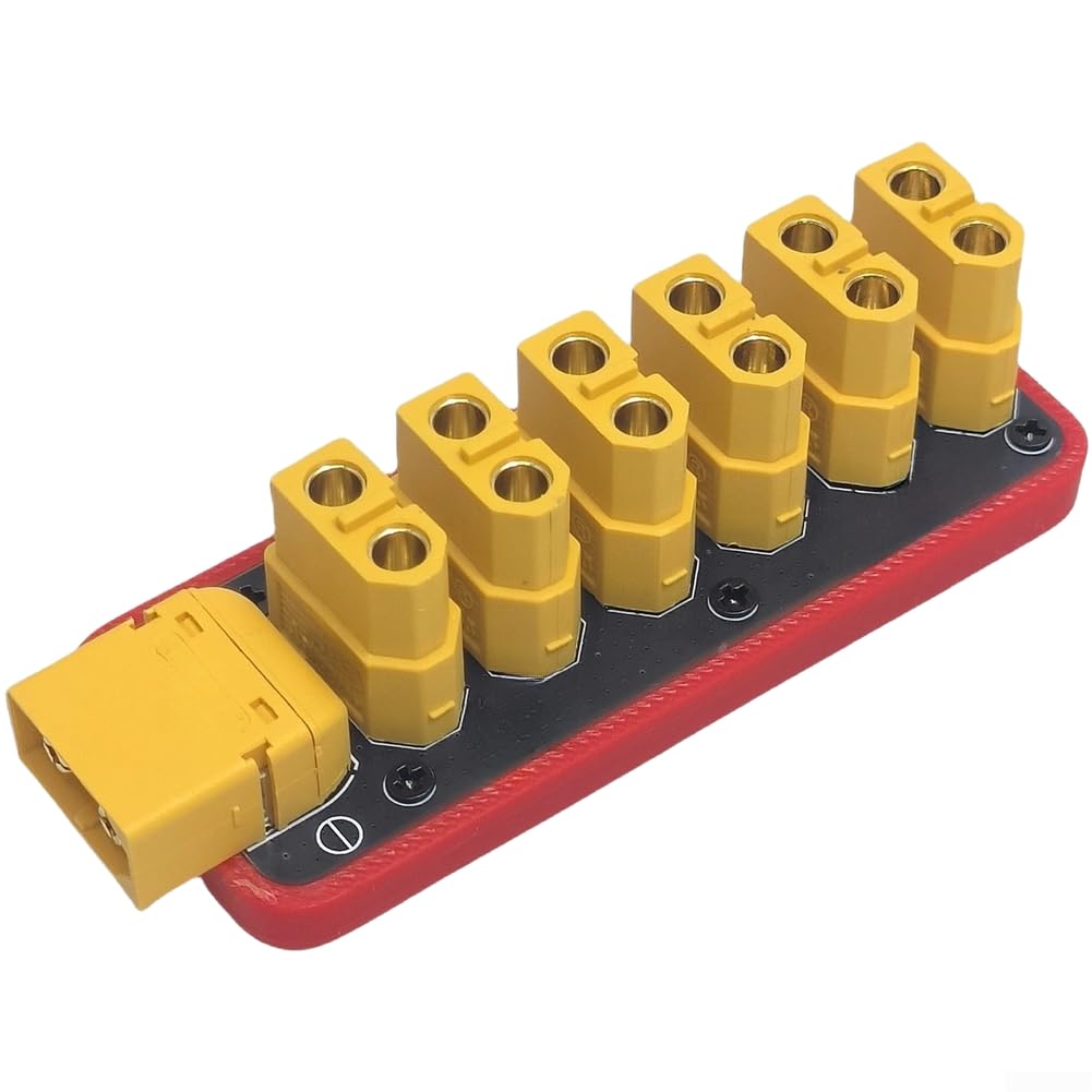 6 salidas para placa de distribución de energía XT60 para sistemas de drones de aviones RC ESC con diseño de PCB de doble cara y capa de soldadura de 2,5 mm (con carcasa)