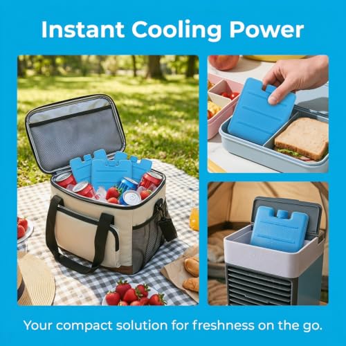 Image of Housoutil 100ml Reusable Ice Packs for Lunch Box, 8PCS Freezer Ice Blocks, Cooler Freezer Blocks Pack for Lunch Boxes, Camping, Picnics, Beach, Fishing, Outdoor Sports, Air Conditioner Coolers