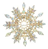 Gyn&Joy Women's Aurora Borealis Crystal Winter Snowflake Corsage Brooch Pin BZ304