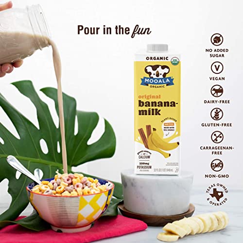 Mooala – Organic Original Bananamilk, 32 oz (Pack of 6) – Shelf-Stable, Non-Dairy, Nut-Free, Gluten-Free, Plant-Based Beverage