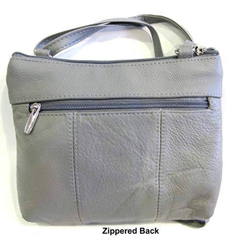 Women's Genuine Leather Small Cross Body Messenger Purse (Grey)2