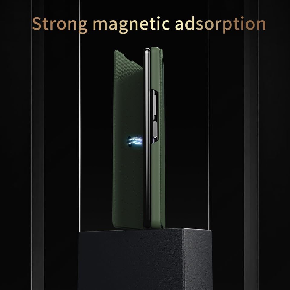 Étui en cuir pour Samsung Galaxy Z Fold 8 vert avec fermeture magnétique