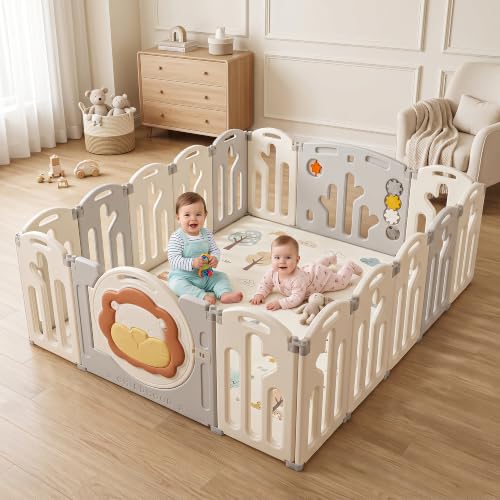Baybee Lion Kids Playpen for Babies | Foldable Baby Play Area Indoor Setup with Safety Lock & Double Knob | Baby Activity Playards for Toddlers | Outd