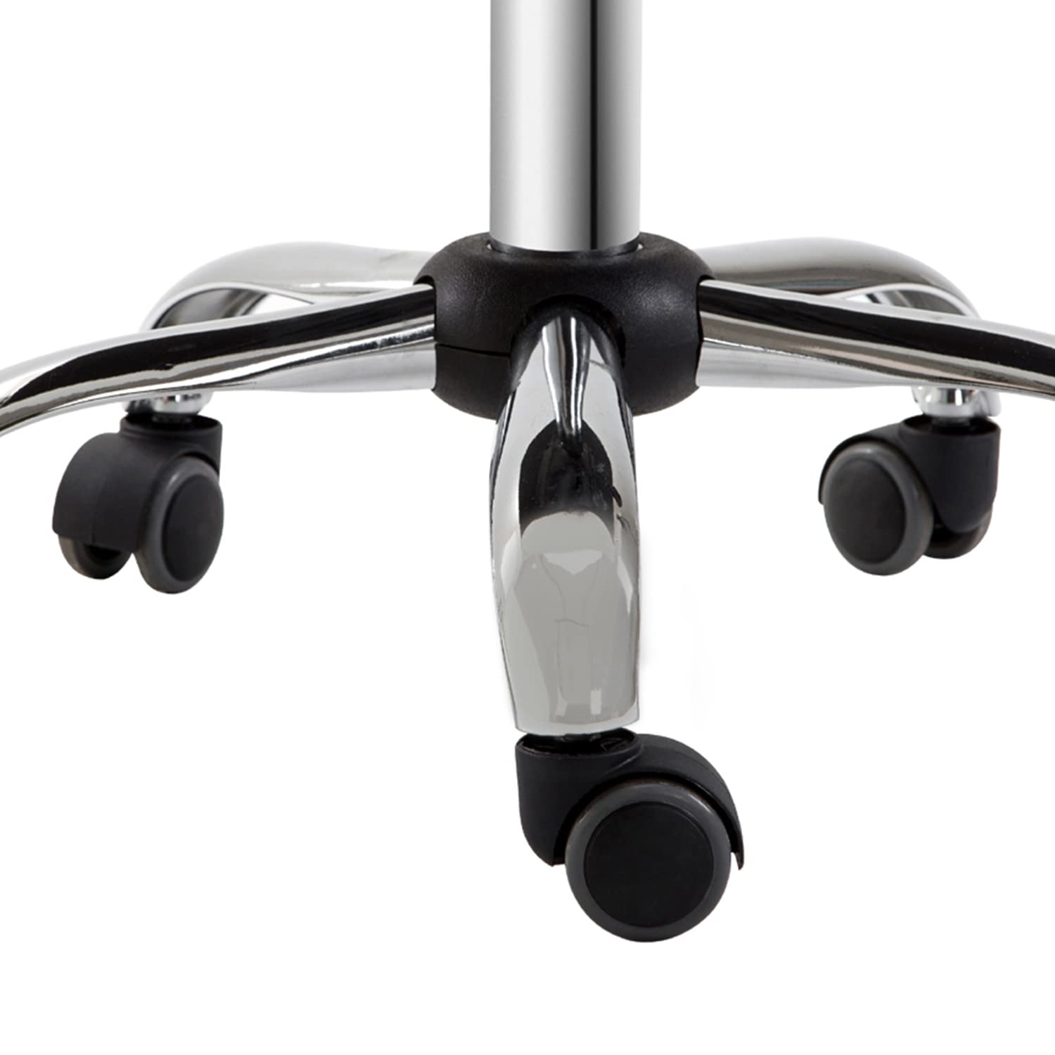 HOMCOM Tabouret à roulettes réglable 44-56 cm pivotant 360° Blanc Bureau Massage Clinique