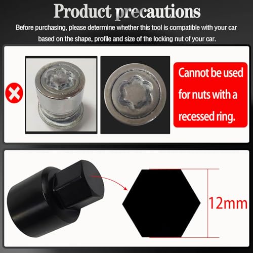 Image of E-Wheel Locking Nut Key Compatible with Toyota, Lexus, Tacoma | Wheel Lock Nut Socket Adapter, Anti-Theft Lug Nut Removal Tool, Anti-Theft Screw Remover, Repair Tool, Tyre Fitting, garage