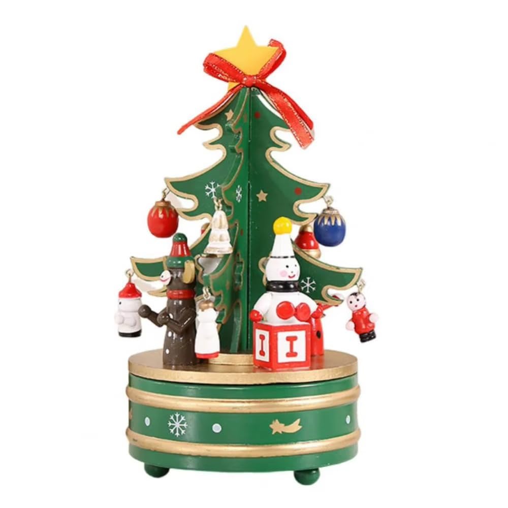 NPXUAMTJ Carillon in resina artistica con albero di Natale rotante per qualsiasi spazio