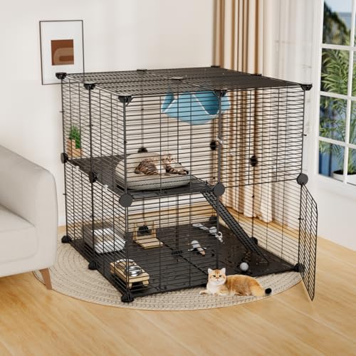 STILLCOVE Medium Cat Cage Indoor, with Hammock & Anti-Tip Kit