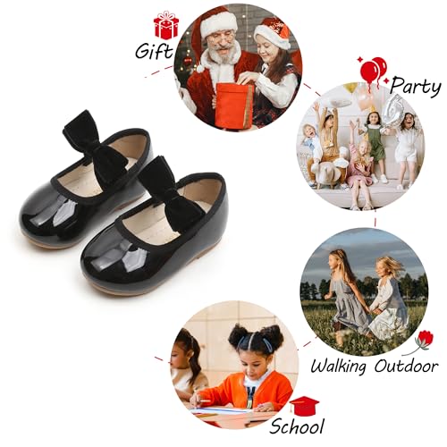 Image of PHIRAMIN Toddler Flower Girl Dress Shoes - Little Girl Mary Janes Flats Wedding