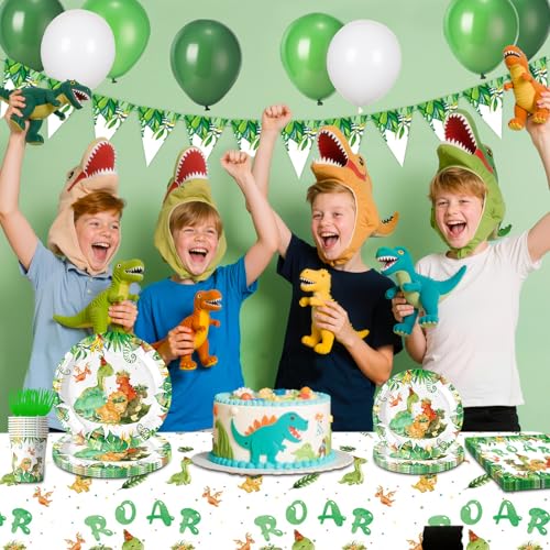 134Pcs Dinosaur Birthday Decorations for Dinosaur Party Decorations Supplies, Serves 24 Guests by Nolaroth - Used condition - Image 2