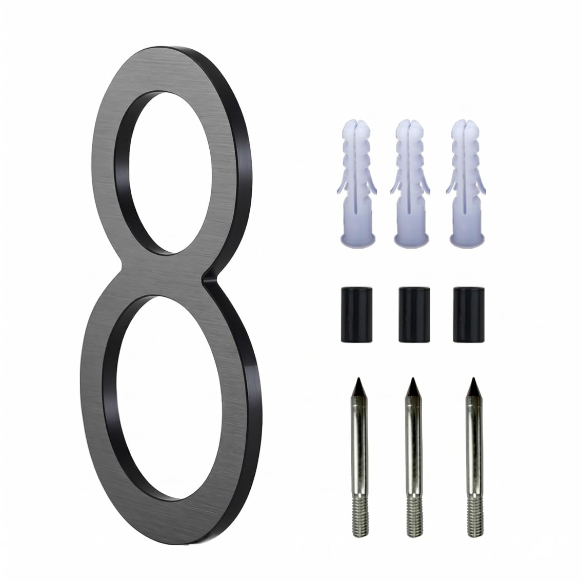 Floating House Number 5 Inch Aluminum Outdoor House Numbers with Accessories Mailbox & Address Number, Black, 8