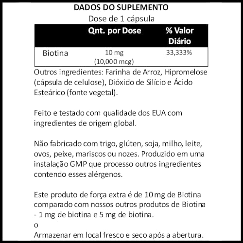 Biotina 10mg Extra Força Now Foods 120 Caps + Porta Cápsulas