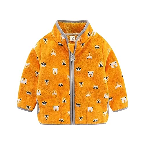 Toddler Boys Girls Fleece Jacket Dinosaur Print Polar Fleece Coat Collar Full Zip Jacket Graphic Sweatshirt Outerwear