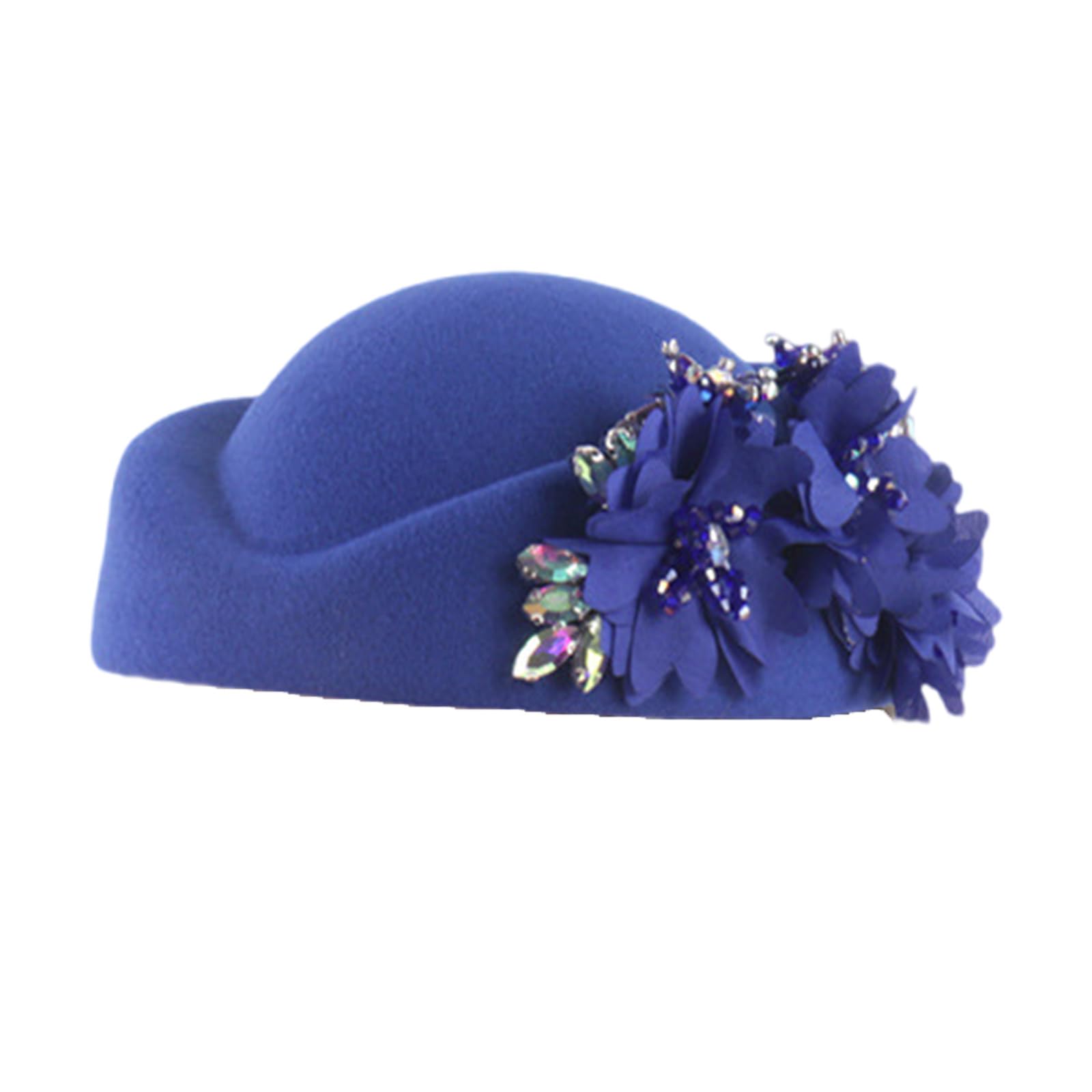 yanwuwa Artificial Flower Stewardess Hat 20s Cocktail Party Props Wool Hat Flapper Bowler for Masquerades Dressingup Women Soft Berets