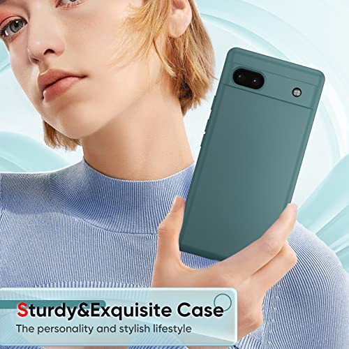 Coque Pixel 6A LeYi en silicone vert avec 2 verres trempés